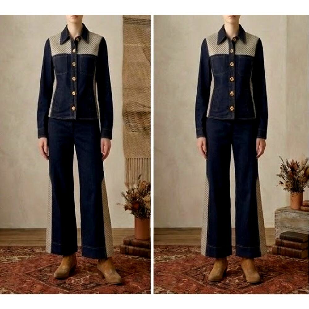 Vintage 70s Roncelli Blue Embossed Bell Bottom Set 13/14 Western Festival 1970s